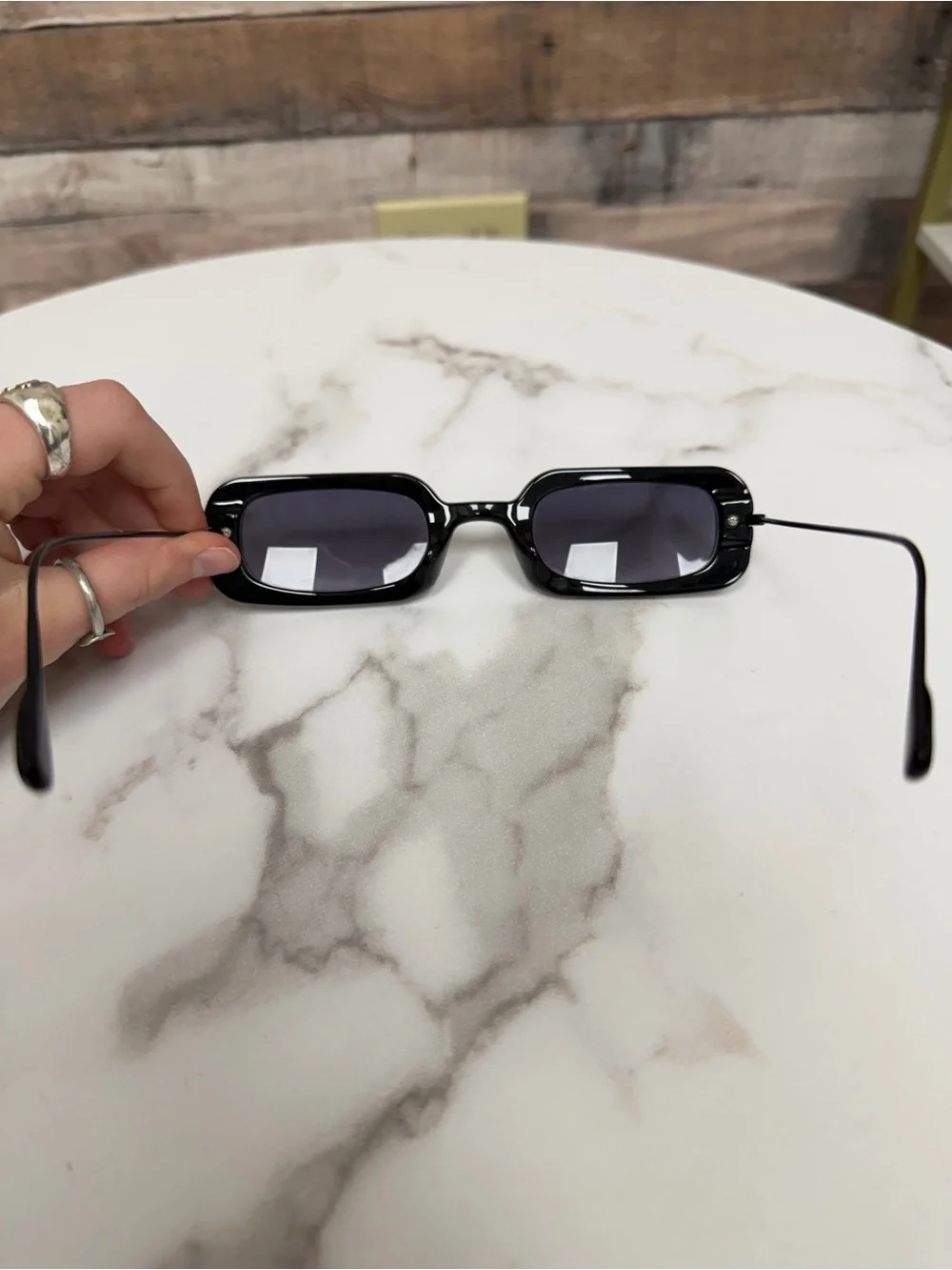 WeWoreWhat Black Rectangular Frame Sunglasses